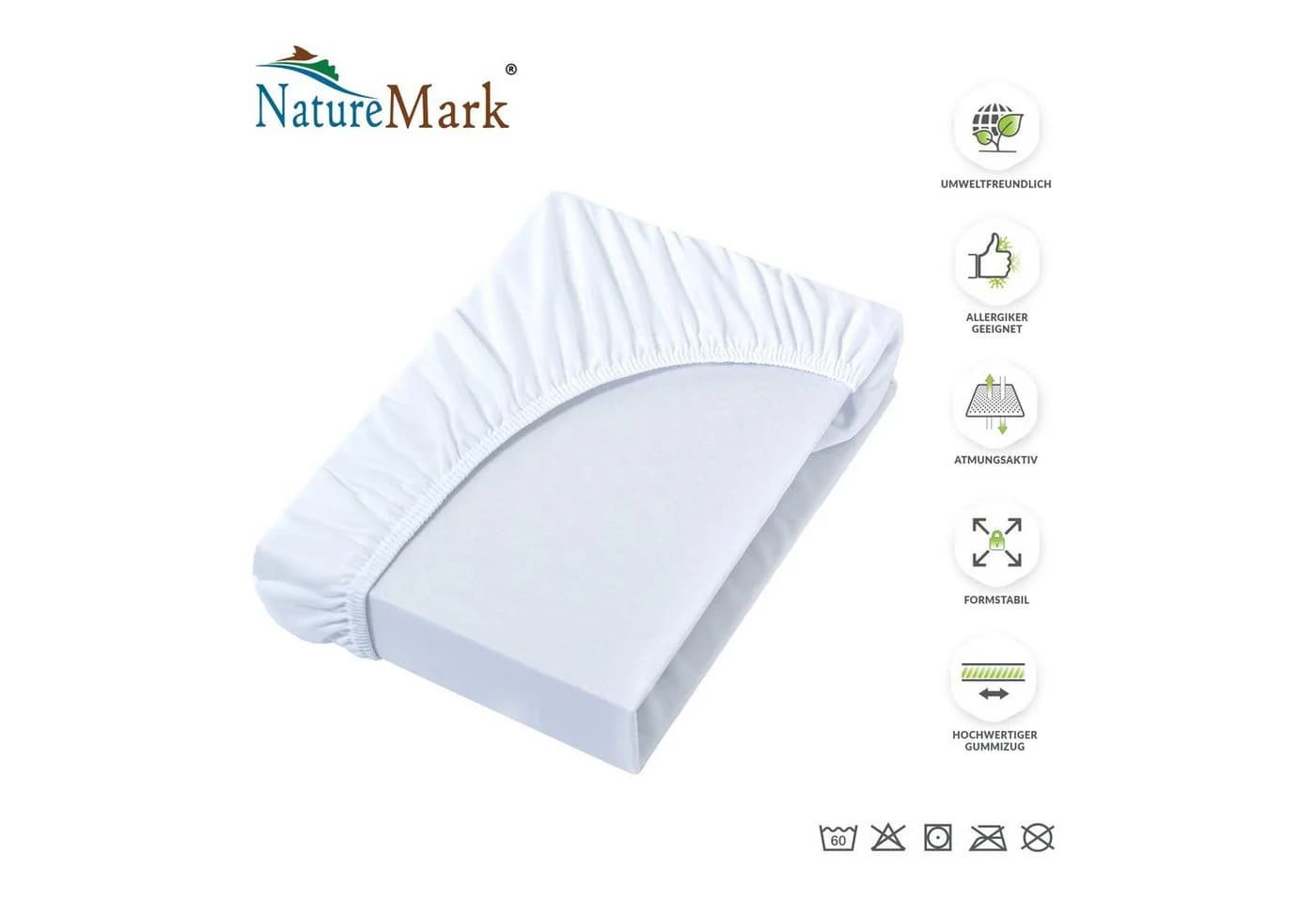 NatureMark Spannbettlaken Mikrofaser Weiß 200x220cm