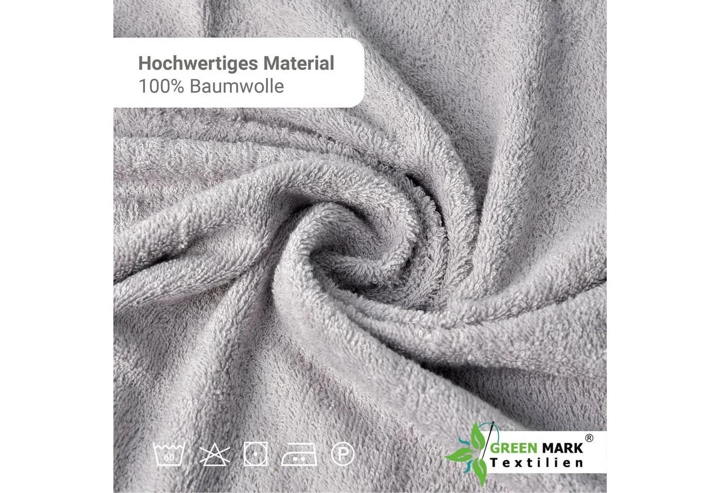 NatureMark Handtuch Set 8 tlg. Frottier 100% Baumwolle Silber grau
