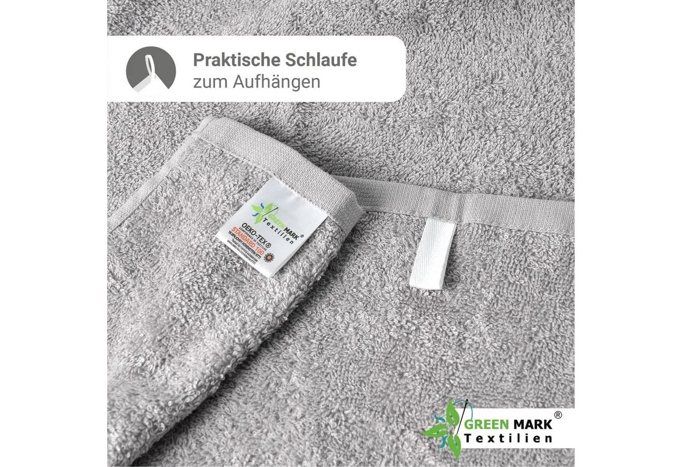 NatureMark Handtuch Set 8 tlg. Frottier 100% Baumwolle Silber grau - Bild 4