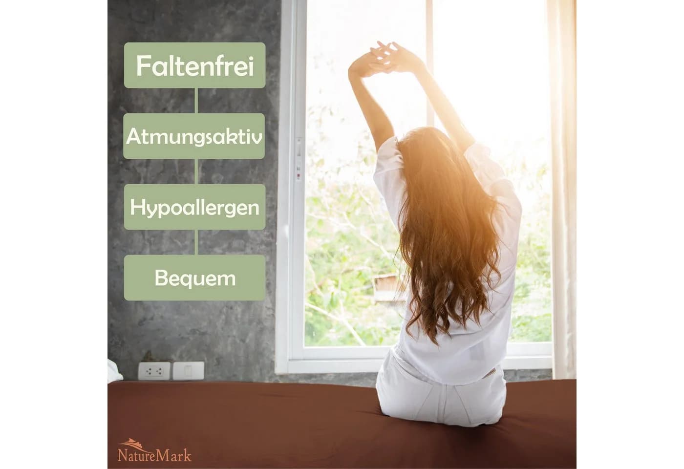 NatureMark Spannbettlaken 2er-Set Mikrofaser Schokobraun - Bild 5