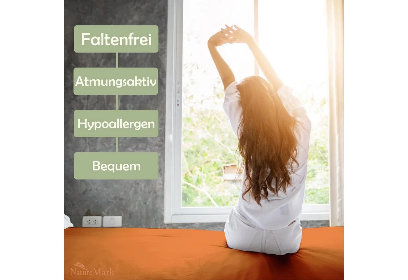 NatureMark Spannbettlaken 2er-Set Mikrofaser Terrakotta - Bild 5
