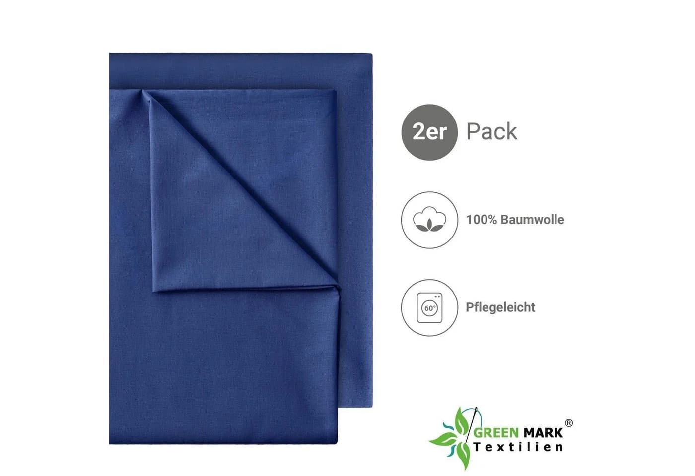 NatureMark Bettlaken 2er-Set Navy Blau 100% Baumwolle