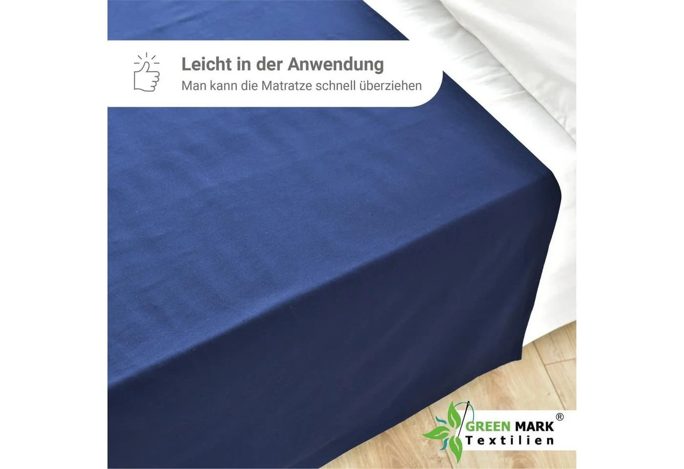 NatureMark Bettlaken 2er-Set Navy Blau 100% Baumwolle - Bild 5
