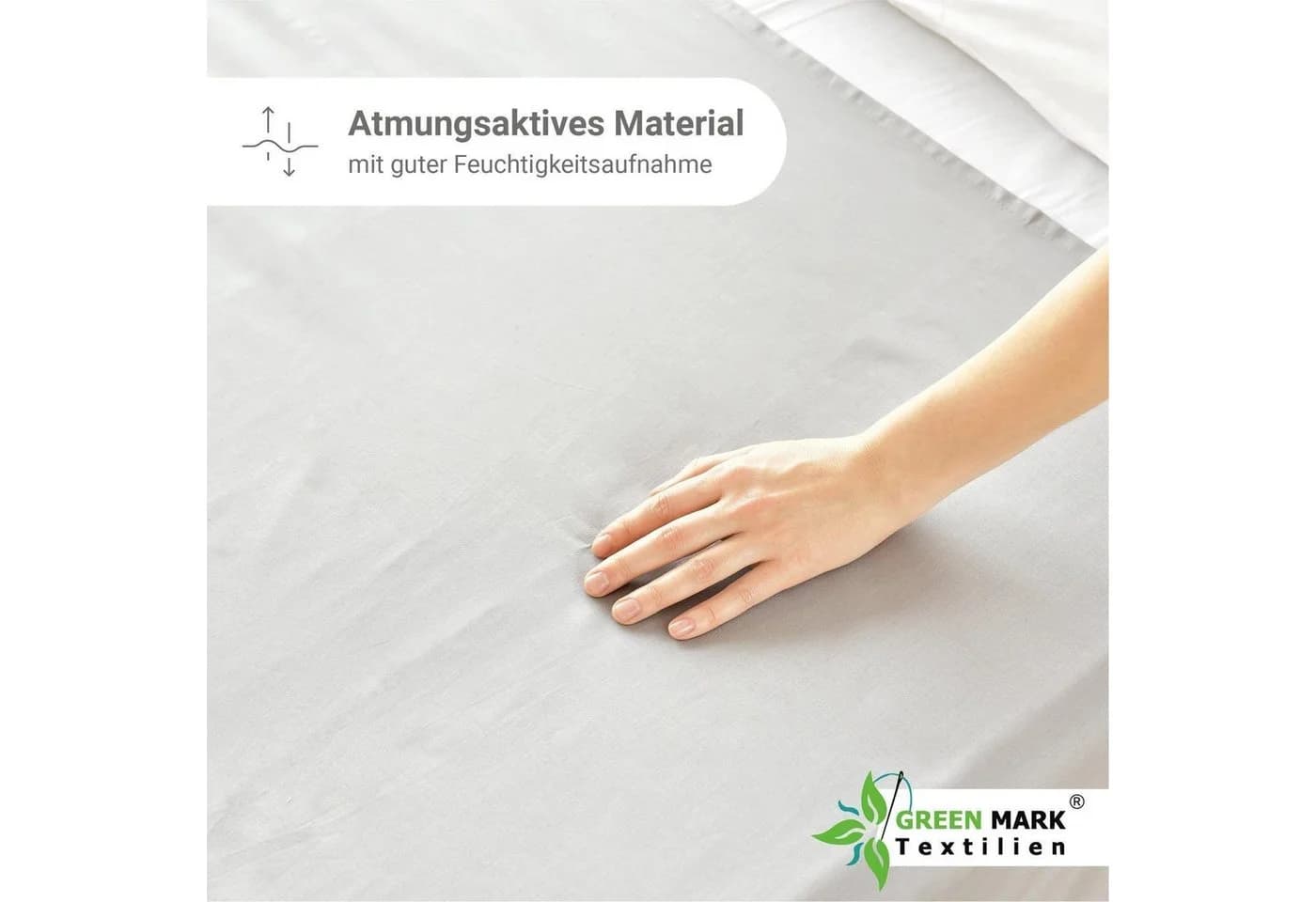 NatureMark Bettlaken 2er-Set 100% Baumwolle Silber Grau Klassisch - Bild 3