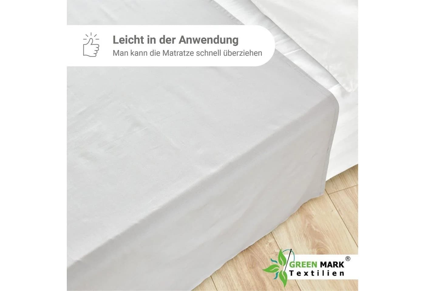 NatureMark Bettlaken 2er-Set 100% Baumwolle Silber Grau Klassisch - Bild 5