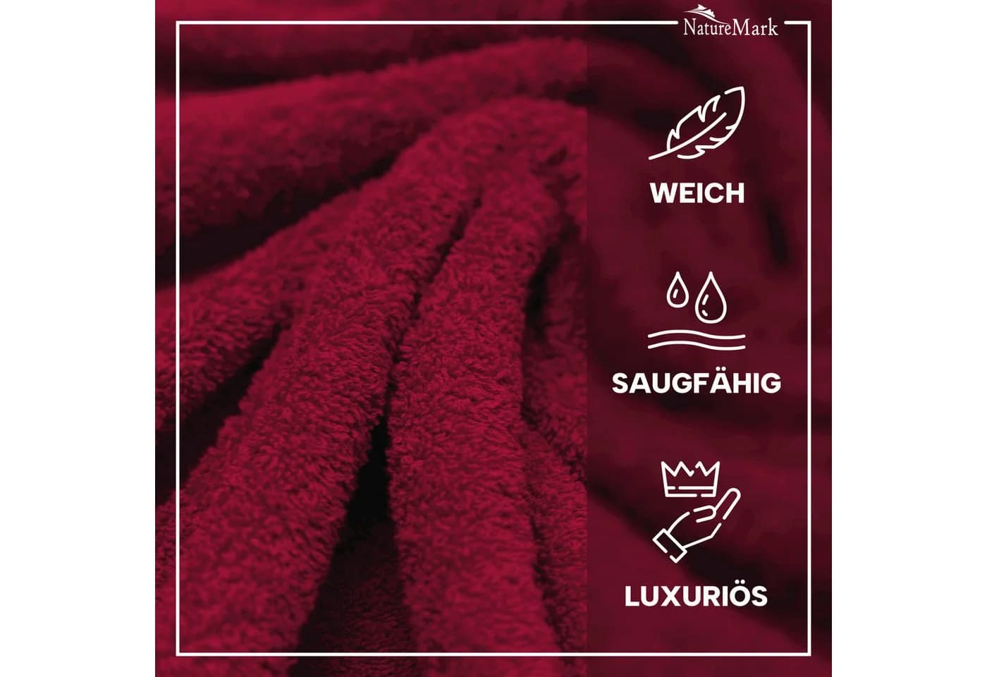 NatureMark Gästehandtuch 20er-Sparpack 30x50cm Baumwolle Bordeaux rot