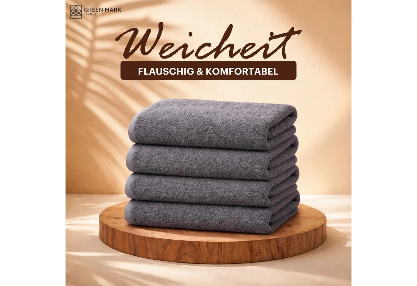 NatureMark Duschtuch 4er-Sparpack Anthrazit Grau 100% Baumwolle - Bild 3