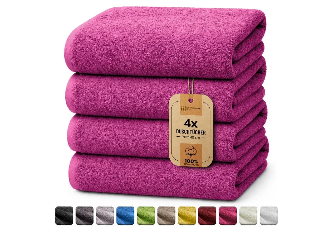NatureMark Duschtuch 4er-Sparpack Frottier 70x140cm Pink - Bild 2