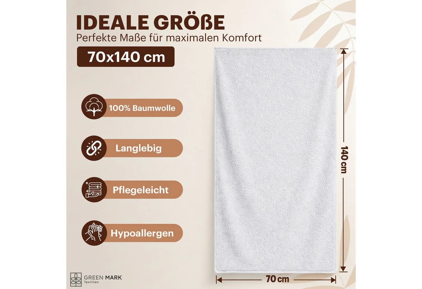 NatureMark Duschtuch 4er-Sparpack Weiß 100% Baumwolle Frottier - Bild 4