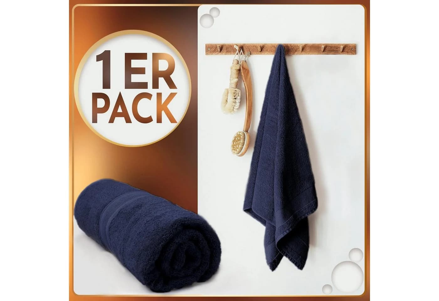 NatureMark Saunatuch 80x200cm Navy blau 100% Baumwolle Frottier