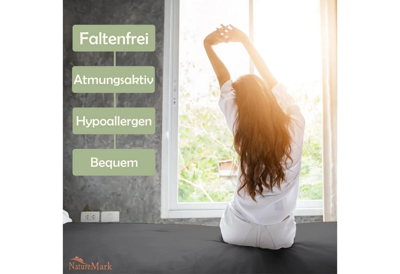 NatureMark Spannbettlaken Gebürstete Mikrofaser Polyester Anthrazit - Bild 4