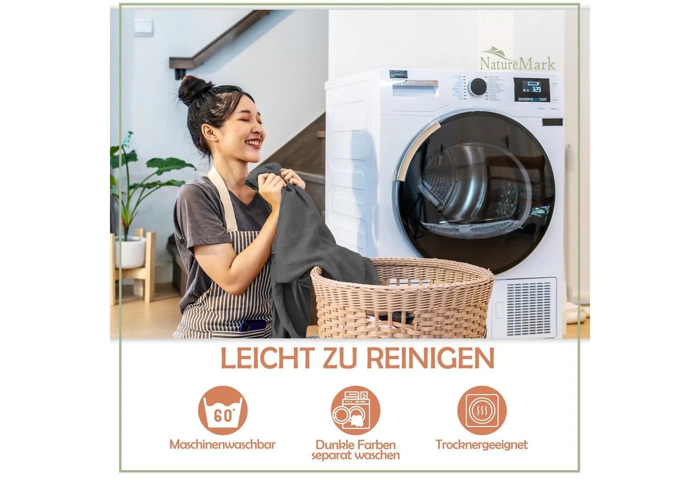 NatureMark Spannbettlaken Gebürstete Mikrofaser Polyester Anthrazit - Bild 5