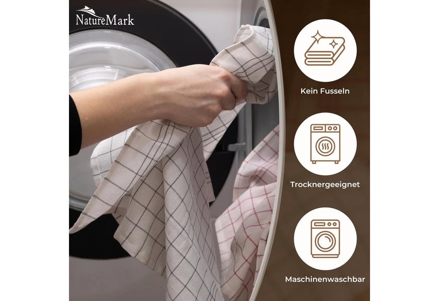 NatureMark Geschirrtuch 10er-Set Anthrazit Grau 100% Baumwolle - Bild 4