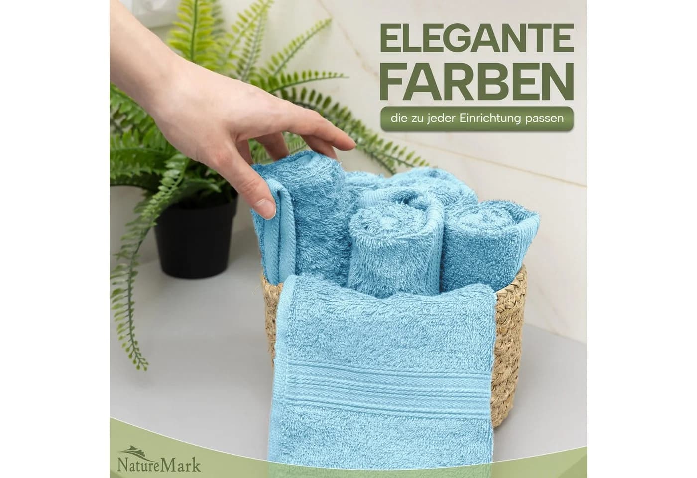NatureMark Gästehandtuch 12er Pack Hellblau 100% Baumwolle 500gsm