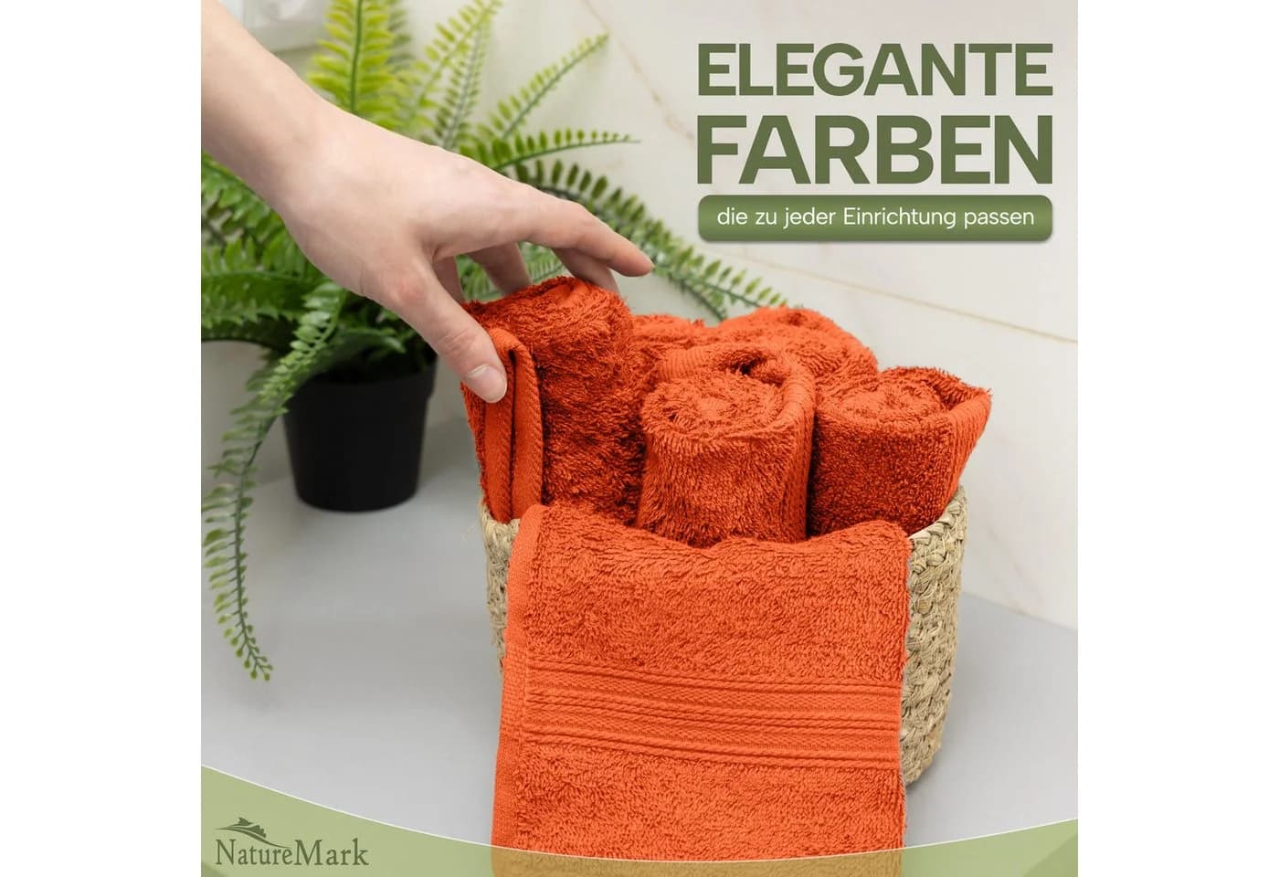 NatureMark Gästehandtuch 12er Set 500gsm Baumwolle Terrakotta
