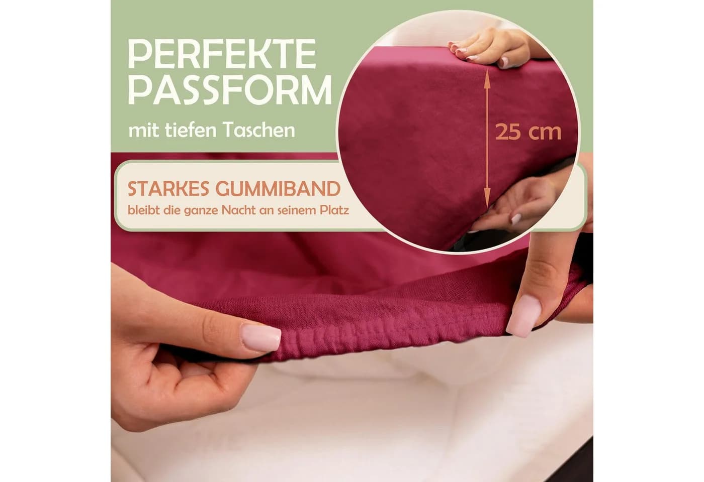 NatureMark Spannbettlaken Mikrofaser 2er-Pack Bordeaux Rot