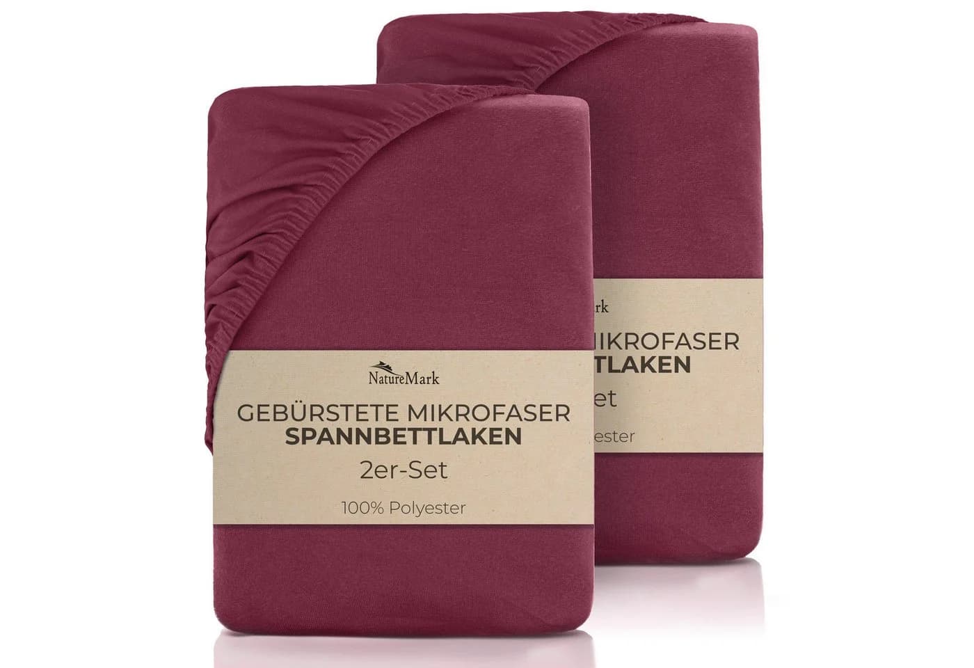 NatureMark Spannbettlaken Mikrofaser 2er-Pack Bordeaux Rot - Bild 2