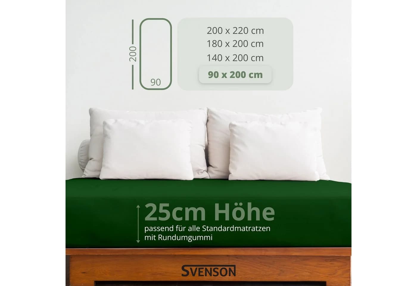 Svenson Spannbettlaken Jersey 100% Baumwolle Grün