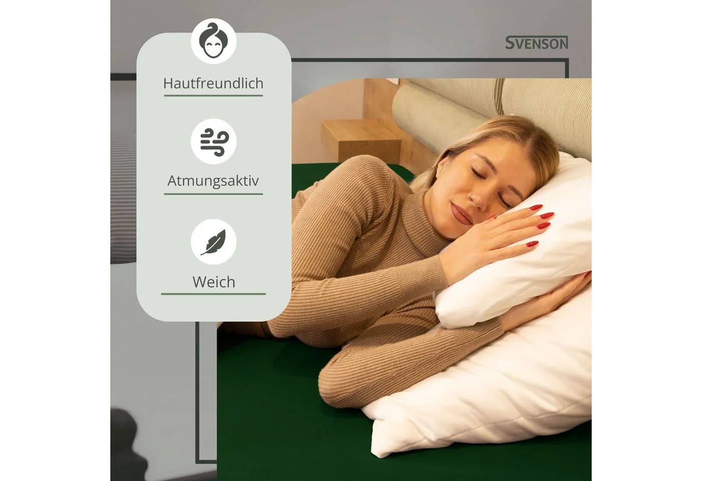 Svenson Spannbettlaken Jersey 100% Baumwolle Grün - Bild 4