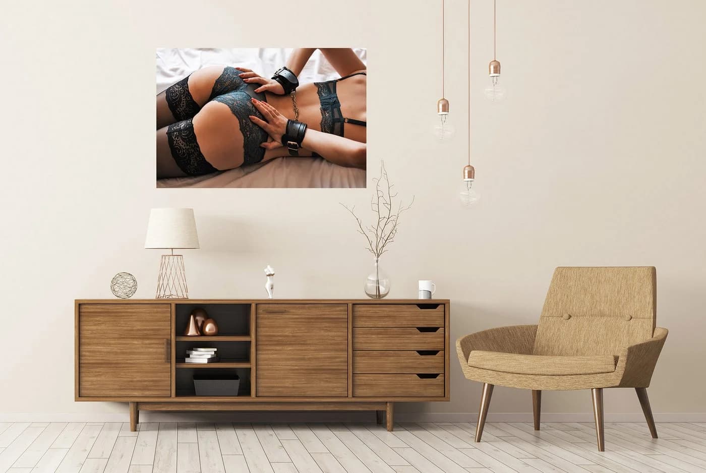 Erotisches Leder-Poster mit Handschellen