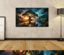 islandburner Leinwandbild Majestätischer Baum mystische Landschaft Bild 1