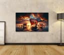 islandburner Leinwandbild Wikinger-Flotte Sonnenuntergang 80x40cm Bild 1