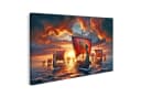 islandburner Leinwandbild Wikinger-Flotte Sonnenuntergang 80x40cm Bild 2