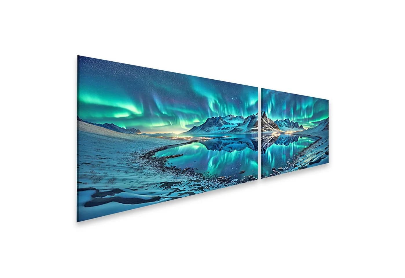 islandburner Leinwandbild Polarlichter über Nachtlandschaft Aurora Borealis - Bild 2