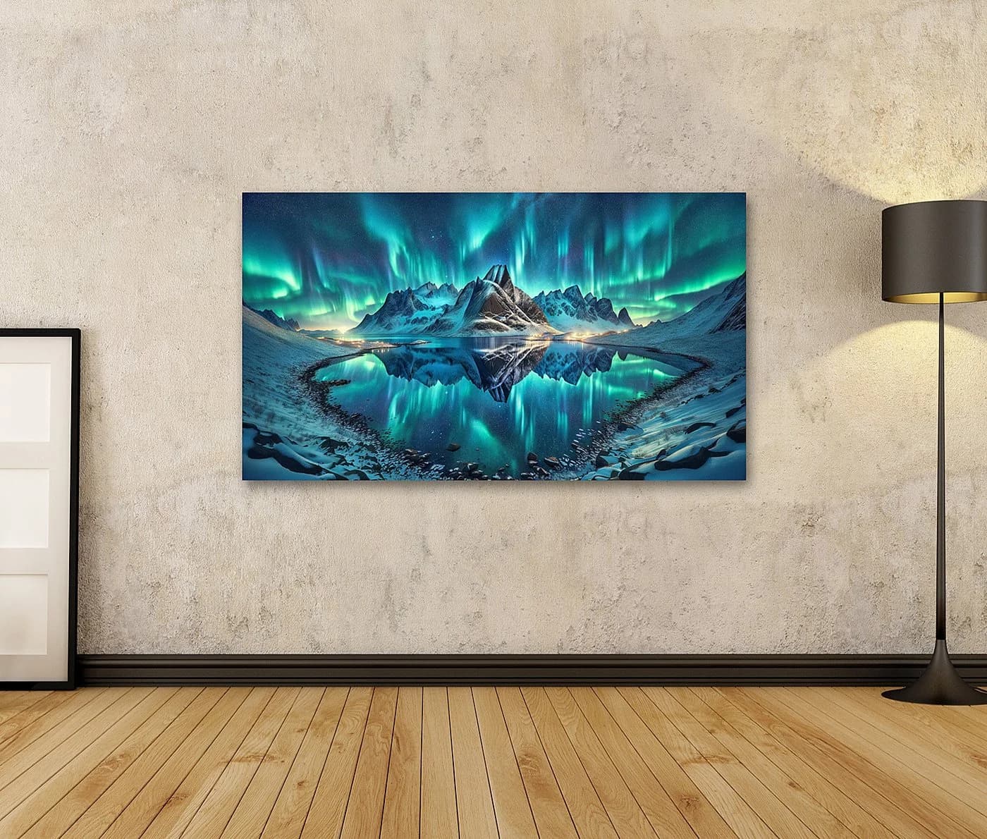 islandburner Leinwandbild Polarlichter Aurora Borealis bunt