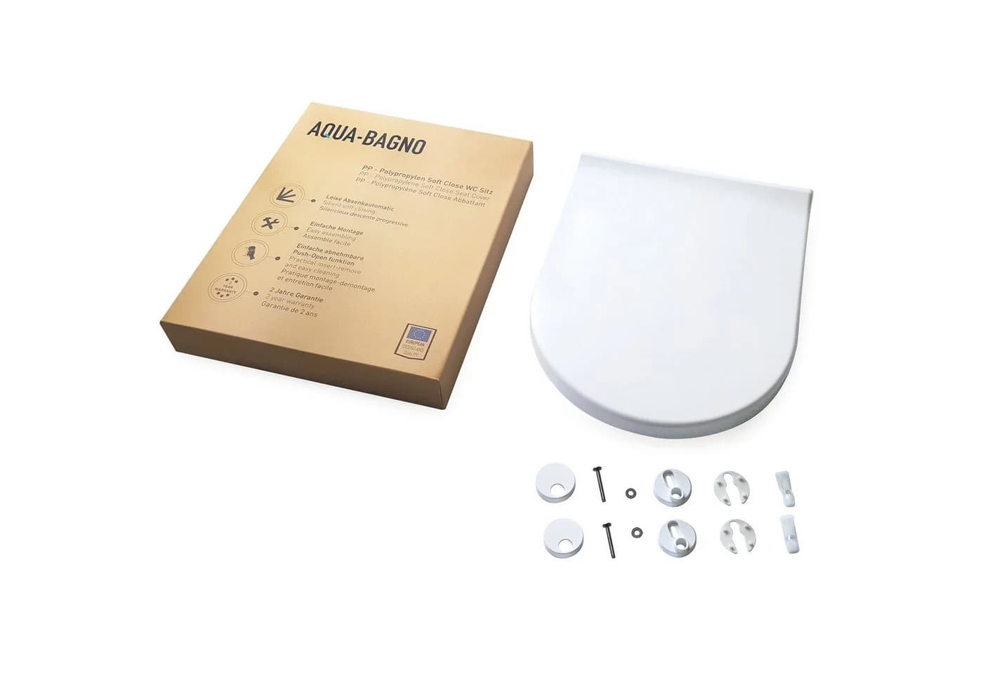 Aqua Bagno WC-Sitz Softclose Toilettendeckel Weiss Polypropylen - Bild 2