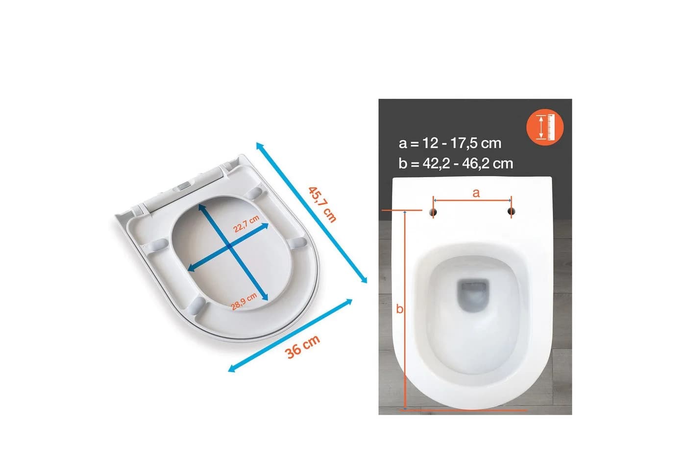 Aqua Bagno WC-Sitz Softclose Toilettendeckel Weiss Polypropylen - Bild 5