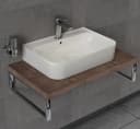 Aqua Bagno Aufsatzwaschbecken 70 cm weiß glänzend eckig Bild 1