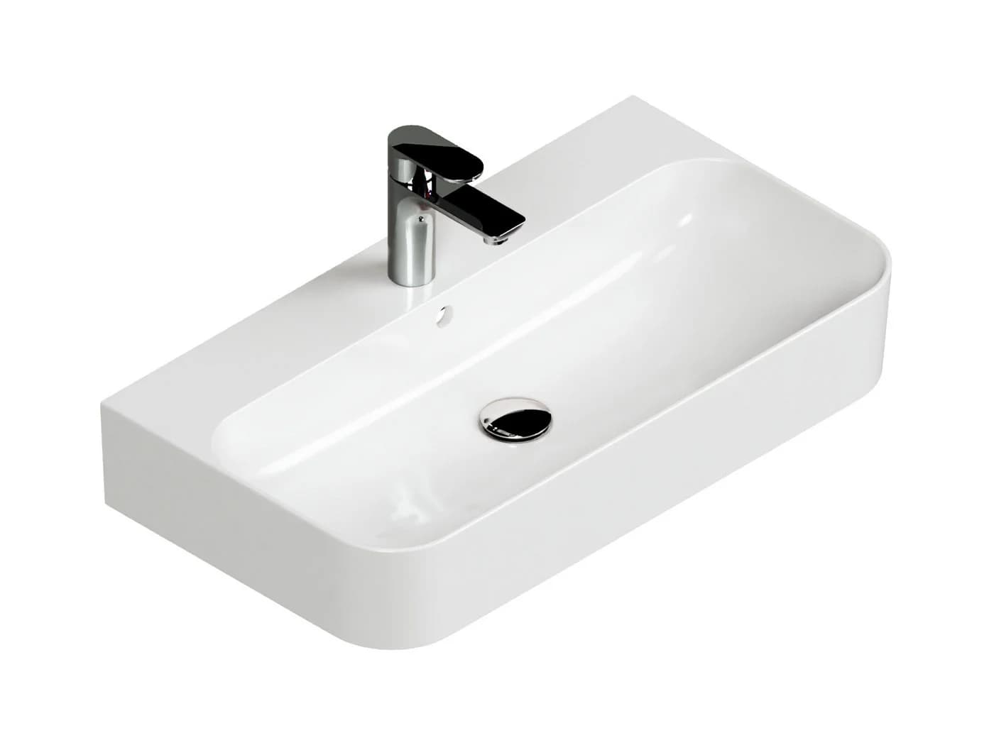 Aqua Bagno Aufsatzwaschbecken 70 cm weiß glänzend eckig - Bild 2