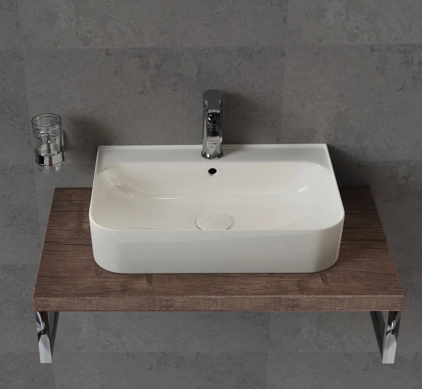Aqua Bagno Aufsatzwaschbecken 70 cm weiß glänzend eckig - Bild 4