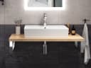Aqua Bagno Waschbecken 55 cm Weiß Glänzend Wandhängend Eckig Bild 1