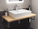Aqua Bagno Waschbecken 55 cm Weiß Glänzend Wandhängend Eckig Bild 2