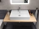 Aqua Bagno Waschbecken 55 cm Weiß Glänzend Wandhängend Eckig Bild 3