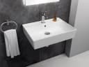 Aqua Bagno Waschbecken 55 cm Weiß Glänzend Wandhängend Eckig Bild 4