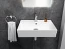Aqua Bagno Waschbecken 55 cm Weiß Glänzend Wandhängend Eckig Bild 5