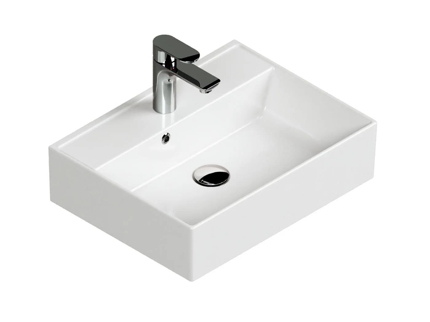 Aqua Bagno Wandwaschbecken 50cm Weiß Hochglanz Eckig - Bild 2