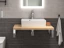 Aqua Bagno Wandwaschbecken 50cm Weiß Hochglanz Eckig Bild 5