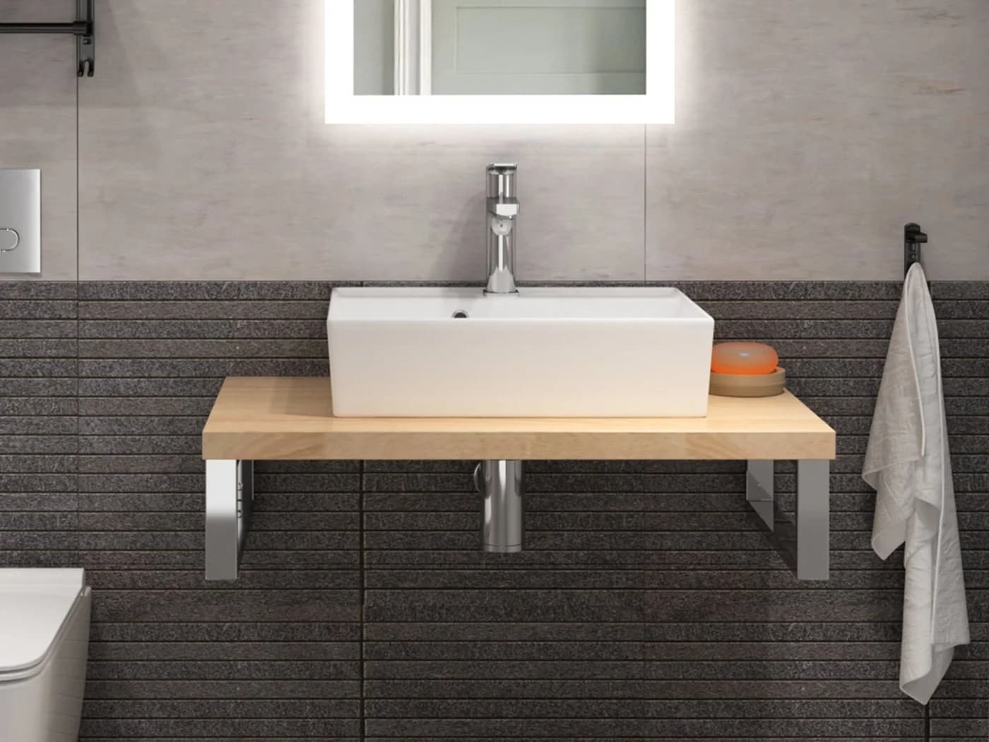 Aqua Bagno Wandwaschbecken 50cm Weiß Hochglanz Eckig - Bild 5