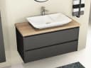Aqua Bagno Badmöbel-Set Duo 100 cm Anthrazit mit Eiche Gold Trägerplatte Bild 2