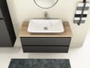 Aqua Bagno Badmöbel-Set Duo 100 cm Anthrazit mit Eiche Gold Trägerplatte Bild 3
