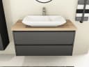Aqua Bagno Badmöbel-Set Duo 100 cm Anthrazit mit Eiche Gold Trägerplatte Bild 4