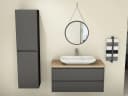 Aqua Bagno Badmöbel-Set Duo 100 cm Anthrazit mit Eiche Gold Trägerplatte Bild 5