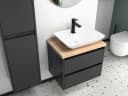 Aqua Bagno Badmöbel-Set 60cm Anthrazit Matt mit Keramikwaschbecken Bild 1