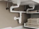 Aqua Bagno Siphon Raumsparsiphon für Doppelwaschbecken, G1 1/4" 40mm, flexibel, Geruchsverschluss, 11-tlg., universell einsetzbar, mit Reinigungöffnung Bild 1