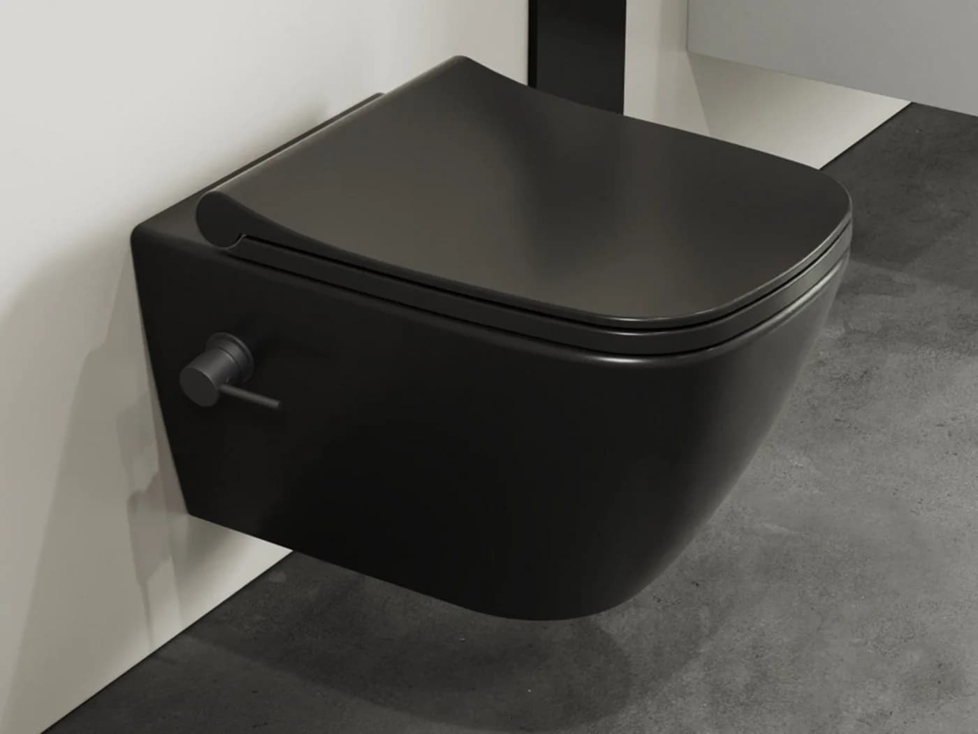 Aqua Bagno Dusch-WC Hänge-Dusch-WC spülrandlos Schwarz Matt mit WC-Sitz - Bild 2