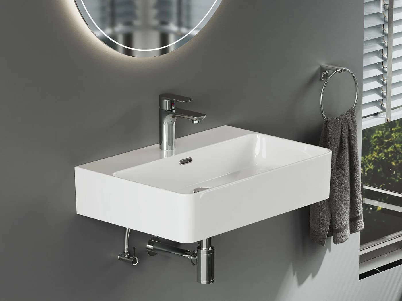 Aqua Bagno Keramikwaschbecken Weiß Glänzend 61cm - Bild 4